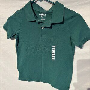 NWT OSHKOSH Green Collar Shirt for Boys - Size 7